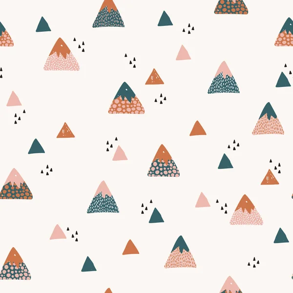 Abstract Mountains Seamless Pattern Cute Geometric Doodle Mountain Background Vector — Stock Photo, Image