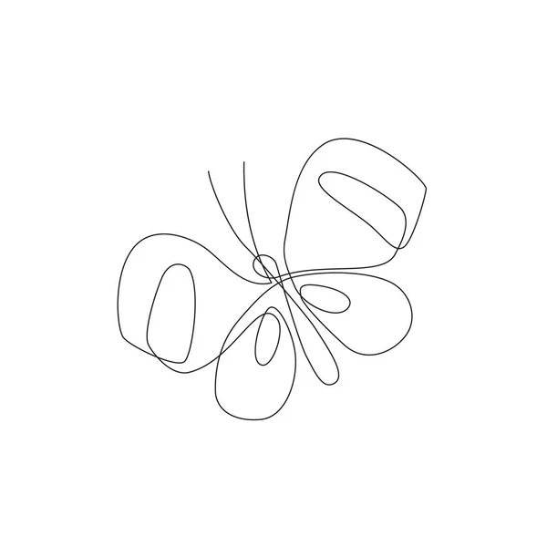 Egyszerű Pillangó Egy Vonal Rajz Elszigetelt Fehér Háttér Absztrakt Rovar — Stock Fotó
