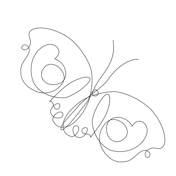 Simple Butterfly One Line Drawing Isolated White Background Abstract Insect — Stock Photo, Image