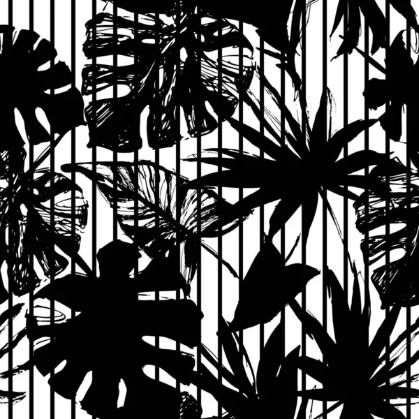 Modèle Abstrait Floliage Tropique Sans Couture Dans Des Couleurs Noir — Photo