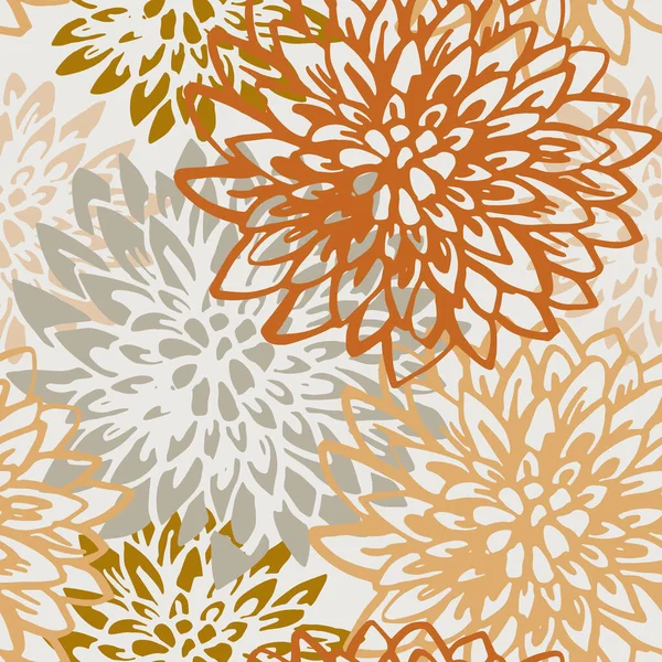 抽象菊の花のシームレスなパターン 秋の庭の花の背景 手描きのイラストは黄金のオレンジ ベクトル Eps 10表面設計 — ストック写真