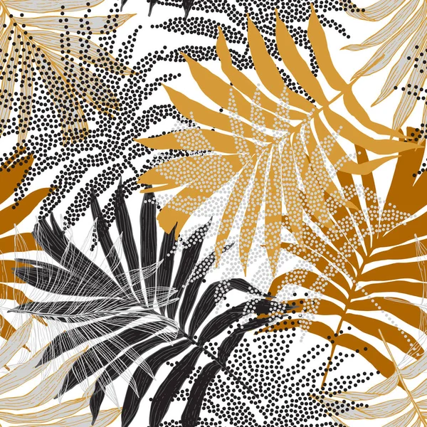 Tropikal Doğa Kusursuz Desen Çizimi Siluetler Çizgi Sanatı Tekstil Kumaş — Stok fotoğraf