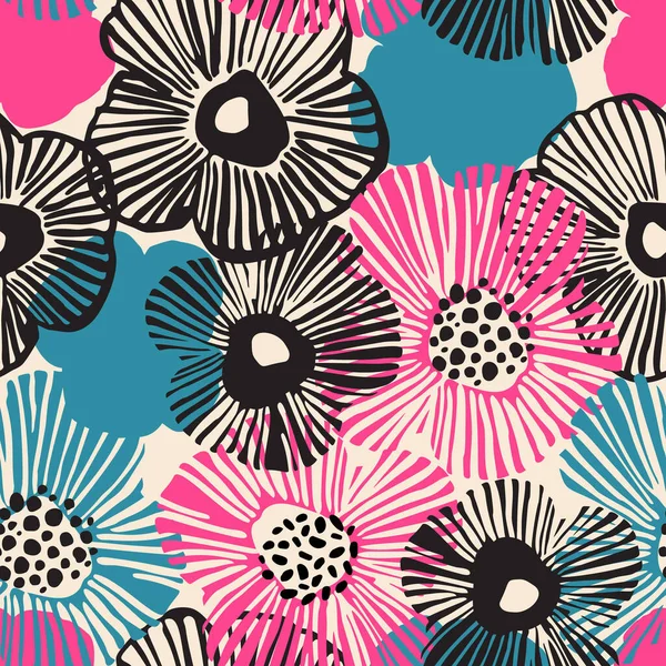 Patrón Sin Costura Floral Abstracto Fondo Flores Dibujadas Mano Colores —  Fotos de Stock