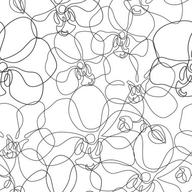 Güzel orkideler sanat eserlerinde kusursuz desenler çizerler. Basit arka planda egzotik çiçekler çiziyor. Tropikal orkidelerin kesintisiz çizimleri. El çizimi vektör çiçek çizimi