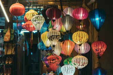 Beautiful lantern in Hoi An old town. Royalty high-quality stock image of very much lantern for sale and decoration in Hoi An. Hoi An, once known as Faifo and noted as a UNESCO World Heritage Site clipart