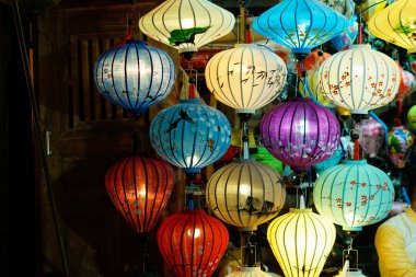 Beautiful lantern in Hoi An old town. Royalty high-quality stock image of very much lantern for sale and decoration in Hoi An. Hoi An, once known as Faifo and noted as a UNESCO World Heritage Site clipart