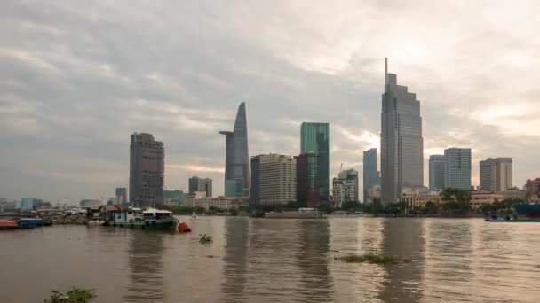 Chi Minh City Veya Sai Gon Gece Timelapse Manzara Günbatımı — Stok video