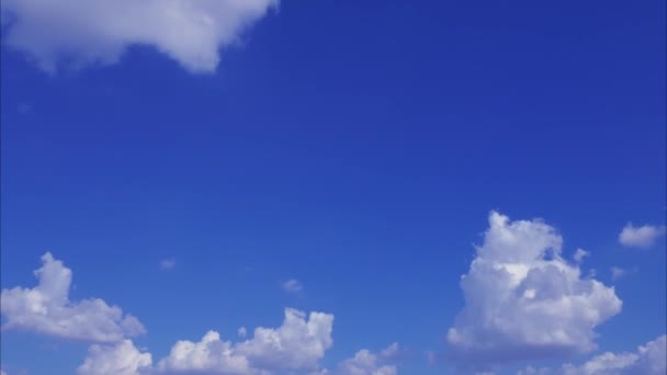 Schöner Strahlend Blauer Himmel Mit Weißen Flauschigen Wolken Einem Klaren — Stockvideo