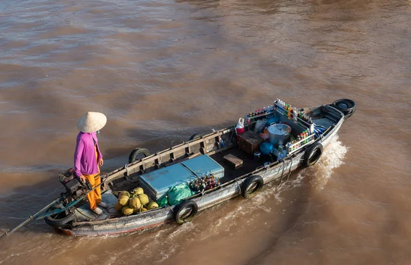 Tráfico Transporte Mercado Flotante Por Barco Barco Barco Mercado Flotante — Foto de Stock