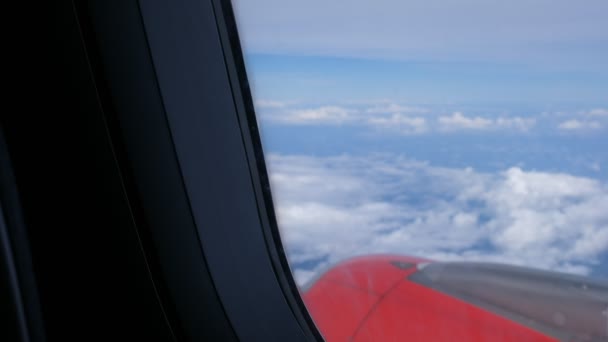 Chmury Niebo Jak Widać Przez Okno Statku Powietrznego Pływające Płaszczyzny — Wideo stockowe