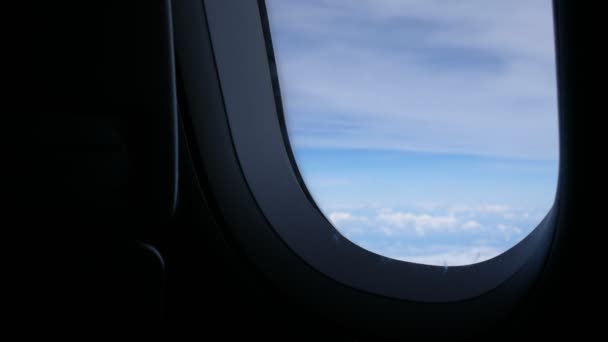 Clouds Sky Seen Window Aircraft Flying Plane Window View Blue — Stock Video
