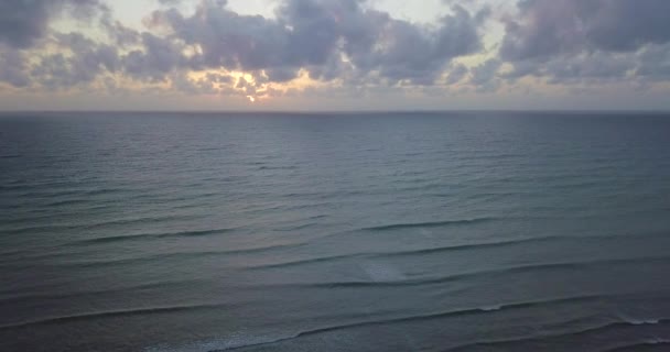 Aerial View Beautiful Tropical Island Beach Sunrise Sunset Drone Stock — Stock Video