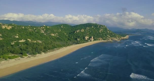 Vista Aérea Bela Praia Tropical Deserta Ilha Drone Imagens Estoque — Vídeo de Stock