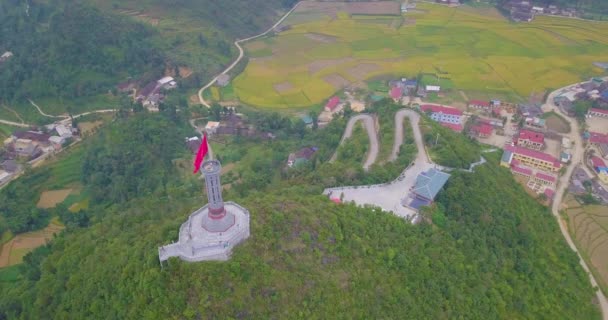 Tour Drapeau Lung Redevance Vidéo Stock Haute Qualité Mât Drapeau — Video