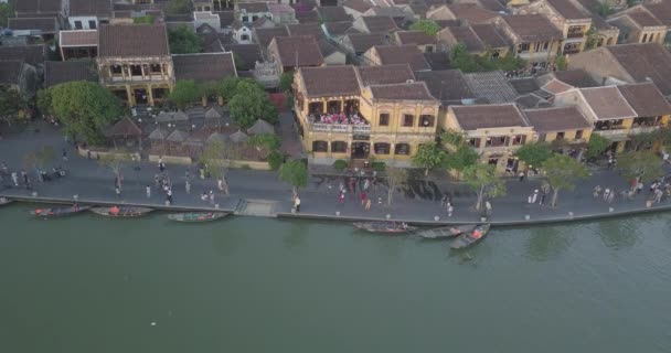 Αεροφωτογραφία Του Hoi Μια Παλιά Πόλη Αρχαία Πόλη Hoian Υψηλής — Αρχείο Βίντεο