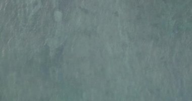 Havadan görünümü dron gelen dalgalar deniz çok güzel. Mavi renk okyanus su, dalga, deniz yüzeyi stok video görüntüleri. Üstten görünüm turkuaz dalgalar, temiz su yüzey dokusu üzerinde. Doğa arka plan şaşırtıcı üstten görünüm