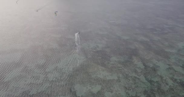 Kiteboarding Kite Surf Extreme Σπορ Kitesurfing Τροπικό Μπλε Του Ωκεανού — Αρχείο Βίντεο