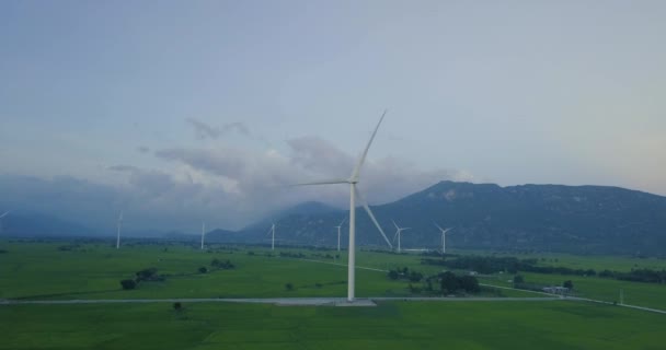 Wind Turbine Farm Agricultural Fields Summer Day High Quality Stock — Stock Video