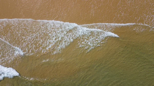 Vista Aérea Bela Ondas Mar Areia Drone Imagem Estoque Água — Fotografia de Stock