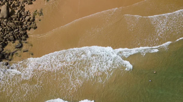 Вид Воздуха Морские Волны Песок Беспилотника Картинки Складе Океанская Вода — стоковое фото