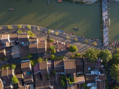 Havadan görünümü Hoi eski bir şehir veya Hoian antik kenti. Lisanslı yüksek kaliteli ücretsiz stok fotoğraf görüntü Hoi eski bir şehir. Hoi bir Unesco Dünya Mirası, Vietnam en popüler yerlerinden biri olduğunu