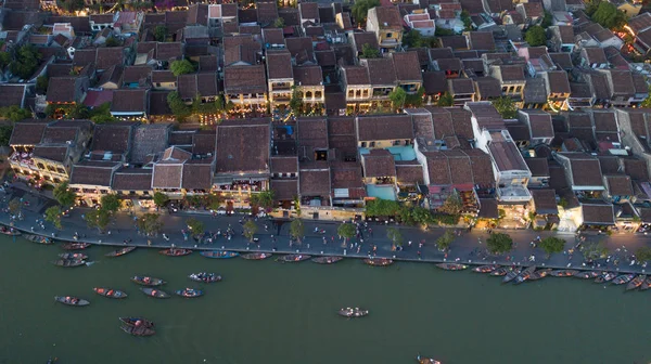 Vista Aérea Hoi Casco Antiguo Ciudad Antigua Hoian Noche Royalty —  Fotos de Stock