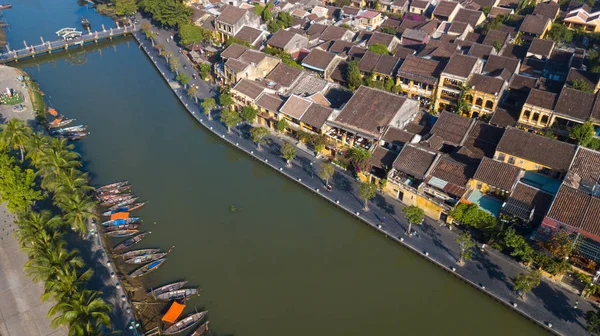 Légifelvételek Panorámás Hoi Egy Régi Város Vagy Hoian Ősi Város — Stock Fotó