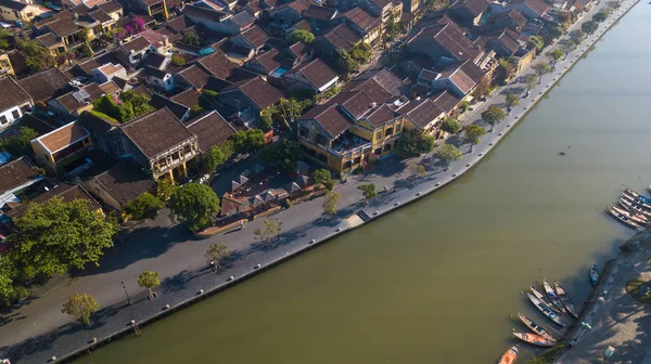 Légifelvételek Panorámás Hoi Egy Régi Város Vagy Hoian Ősi Város — Stock Fotó