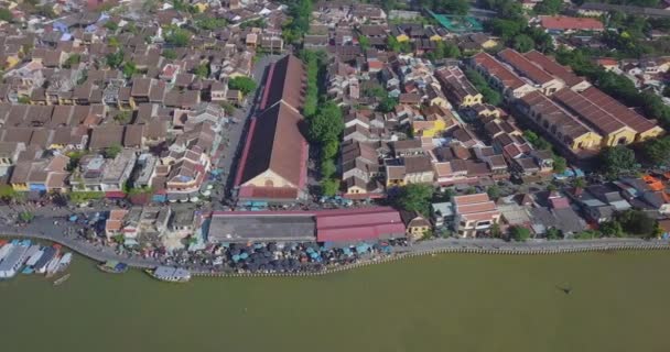 Panorama Hoian Market Aerial View Hoi Old Town Hoian Ancient — Stock Video