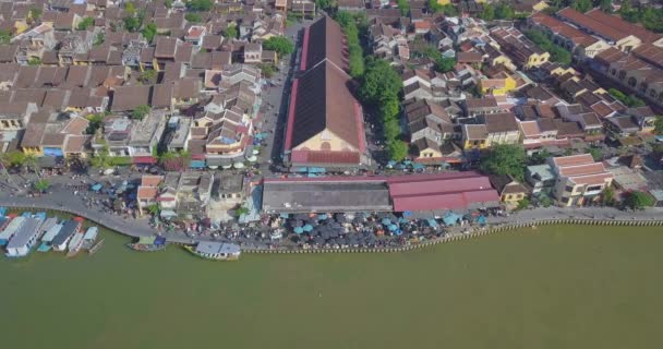 Panorama Mercado Hoian Vista Aérea Hoi Uma Cidade Velha Cidade — Vídeo de Stock