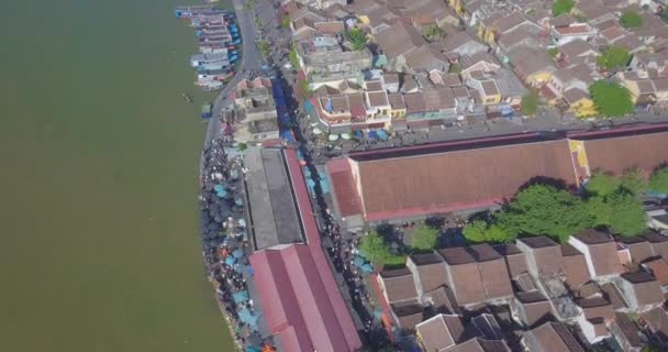 Hoian Pazar Panoraması Hoi Eski Bir Şehir Havadan Görünümü Veya — Stok video