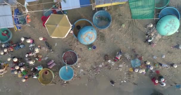 Ansicht Von Oben Fischereihafen Markt Aus Der Luft Von Einer — Stockvideo