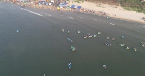 Top View Aerial View Fishing Harbor Market Drone Royalty High — Stock Video