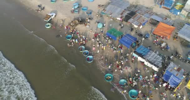 Ansicht Von Oben Fischereihafen Markt Aus Der Luft Von Einer — Stockvideo