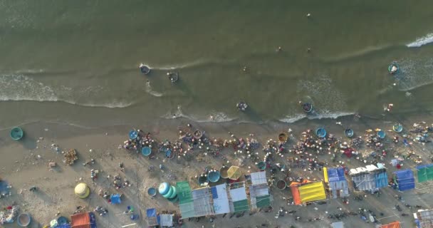 Ansicht Von Oben Fischereihafen Markt Aus Der Luft Von Einer — Stockvideo