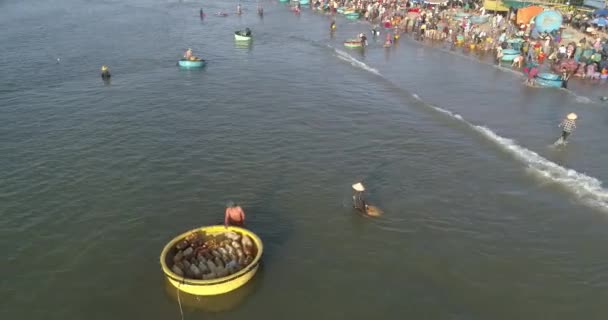 Ansicht Von Oben Fischereihafen Markt Aus Der Luft Von Einer — Stockvideo