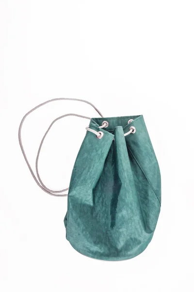 Рюкзак Тянуть Веревке Изолированы Белом Фоне — стоковое фото
