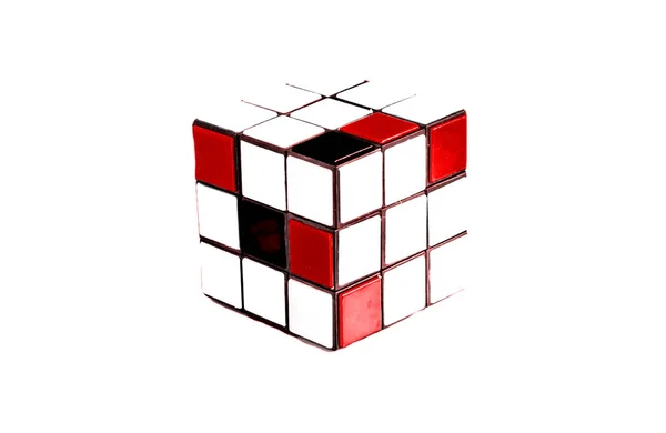 Cubo Plegable Multicolor Aislado Estilo Abstracción Ilustración Monocromo Neón — Foto de Stock