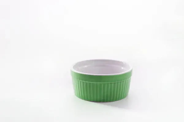 Porcelain Souffle Ramekin Dish Isolated White Background — Stock Photo, Image