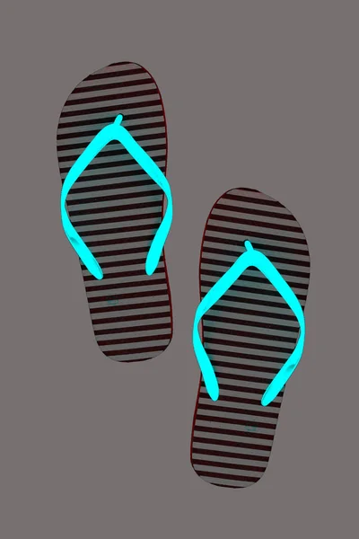 Gestreepte Rubberen Slippers Geïsoleerd Stijl Abstractie Neonmonochrome Neon — Stockfoto