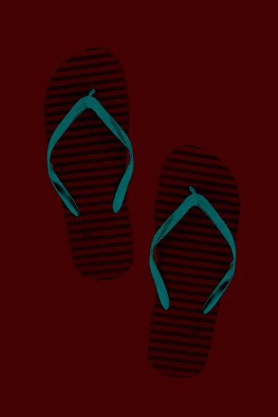 Çizgili Lastik Flip Flop Izole Style Soyutlama Neonmonochrome Neon — Stok fotoğraf