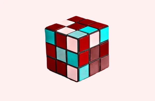 Cubo Plegable Multicolor Aislado — Foto de Stock