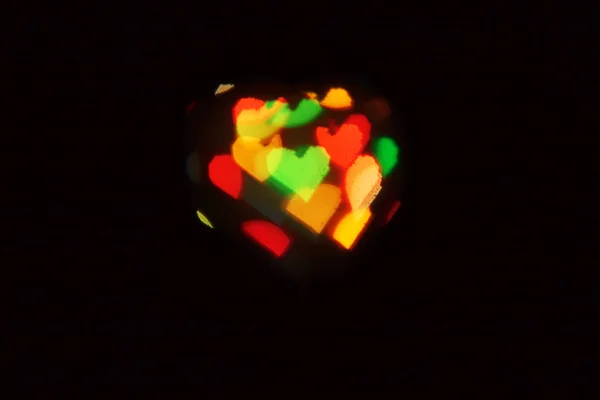 Background Blurry Lights Shape Heart Dark Copy Space — Stock Photo, Image