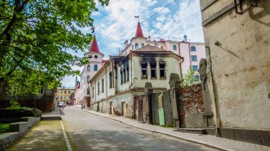 Vyborg street, eski Finlandiya evde Vyborg şehir. Vyborg, Rusya 18 2018 olabilir