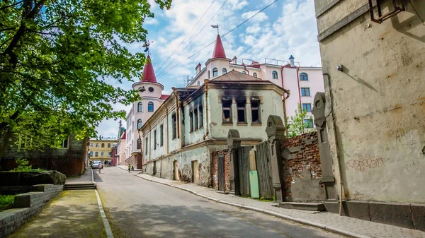 Vyborg street, eski Finlandiya evde Vyborg şehir. Vyborg, Rusya 18 2018 olabilir