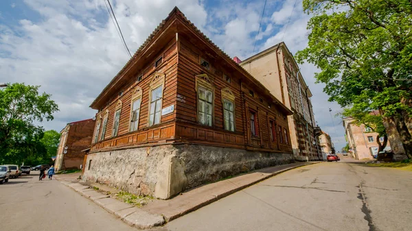 Vyborg street, eski Finlandiya evde Vyborg şehir. Vyborg, Rusya 18 2018 olabilir