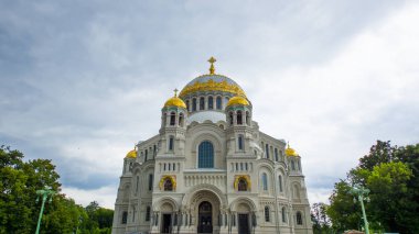St. Petersburg Kronshtadt Rusya 19 Haziran 2018. Kronstadt deniz St. Nicholas Katedrali.
