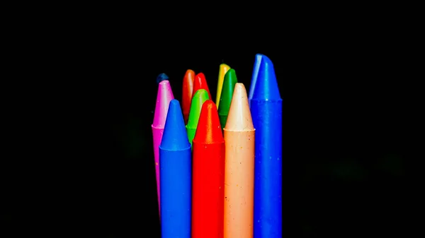 Crayon Tips Close Shallow Depth Field Dreamy Impressional Feel Rainbow — Stock Photo, Image