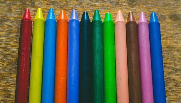 Crayon Tips Close Shallow Depth Field Dreamy Impressional Feel Rainbow — Stock Photo, Image