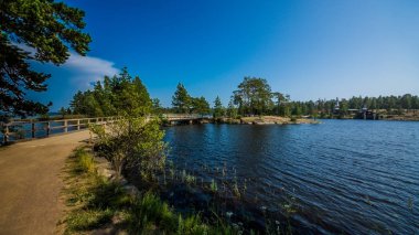 Valaam Adası üzerinde görüntüleyin. Ladoga Gölü kuzeyinde. Karelya Cumhuriyeti. Rusya Federasyonu